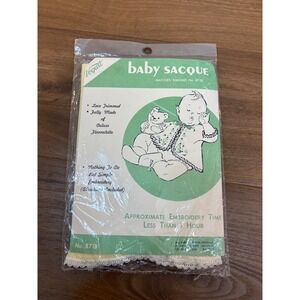 New Vtg Vogart Baby Sacque Embroidery Kit Baby One Size Yellow No. 871B Jacket